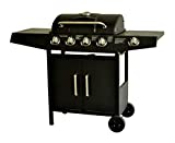 Barbacoa a Gas, Compacta de 4+1 Quemadores, Barbacoa a Gas para Piedras de Lava, con Quemador Lateral, Controles de Temperatura